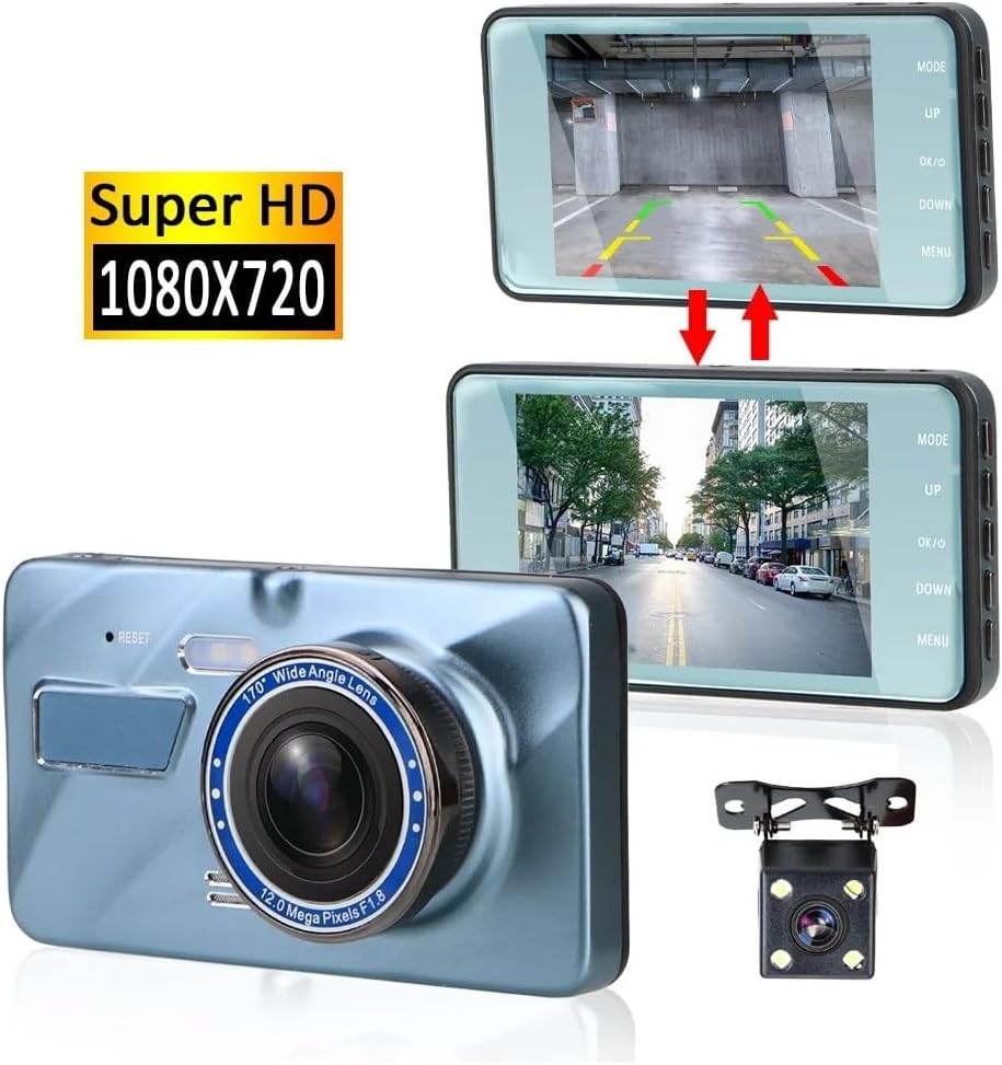 Bilişim Burada Araç Ön ve Arka Kamera 1296 x 1080p, 170 Derece Lens Açısı, 4 inç IPS Ekran TF Kart Desteği, Hareket Sensörü Desteği, Mikrofon Desteği 0079